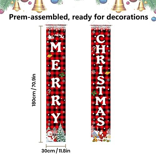 Christmas Decorations Merry Christmas Banner Xmas Porch Door Sign 72"X12"