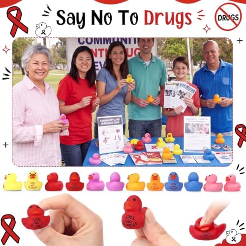Thenshop 72 Pcs Red Ribbon Week Drug Free Duck Ball Bulk