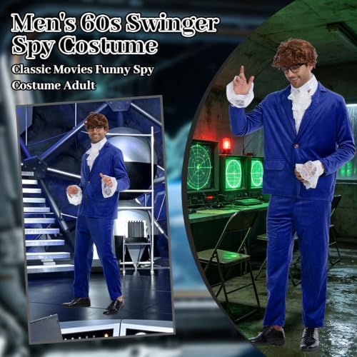 6 Pcs Mens 60's Swinger Spy Costume