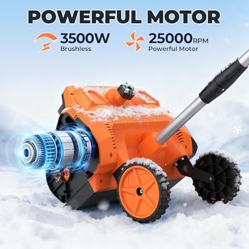 Cordless Snow Shovel- 2 * 4.5Ah Anti-Freeze Batteries,3500W Brushless Motor