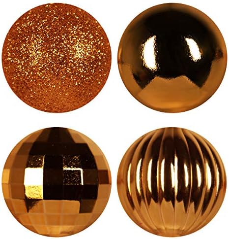 Orange Bronze 2.5" Christmas Balls Christmas Tree Decoration Ornaments Shatterproof Hanging Balls for Birthday Halloween Holiday Wedding Decorations Set of 10pcs