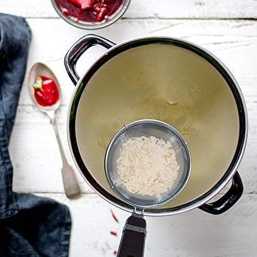 2-Pack Stainless Steel Noodle Strainer Basket with Wood Handle - G+ Life Kitchen Spider for Pasta, Ramen, Dumplings, and Deep-Fried Foods - 5.5 Inch Diameter