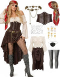 9 PCS Pirate Costume Women Set, Skirt Renaissance Halloween Outfit