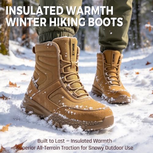 Winter Boots for Men, Fleece Lined Snow Hiking Boots, Wide Toe Box