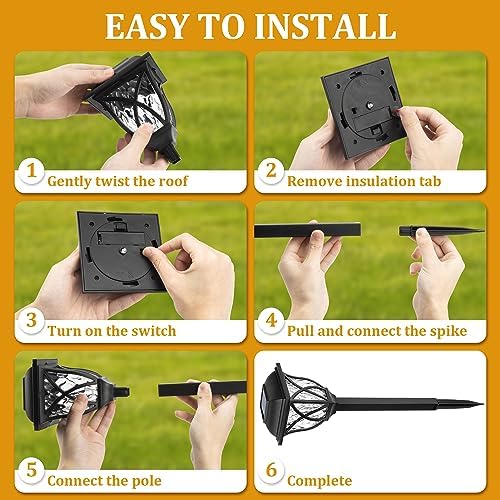 GIGALUMI 6 Pack Solar Lights Outdoor Waterproof, LED Solar Garden Lights