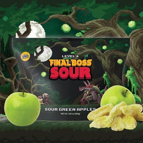 Final Boss Sour Fruit Candy, Green Apple, Level 4, 4 Pack