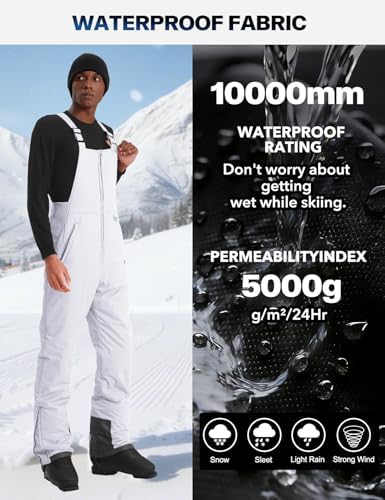 GEMYSE Men's Insulated Ski Bib Overalls Waterproof Snow Pants