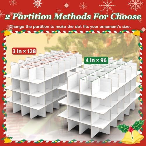 SeasonBliss Christmas Ornament Storage Box, Large Holds 128 Balls, Red