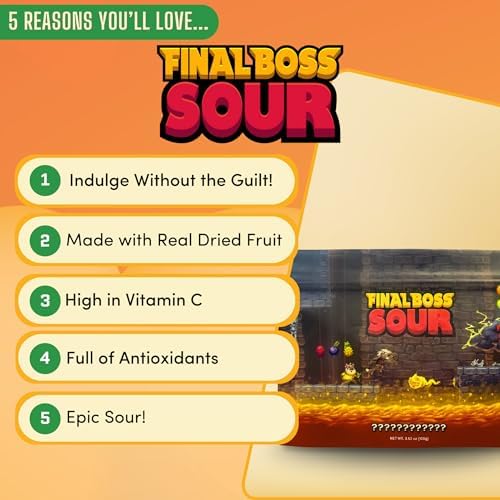Final Boss Sour Fruit Candy, Sour Piña Colada, Level 1, 4 Pack