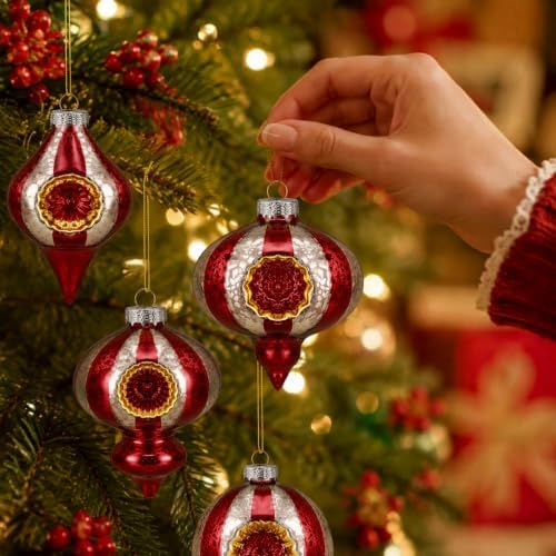 12 Pcs Vintage Glass Christmas Ornament Hand Blown Glass