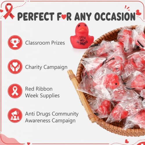Thenshop 50 Pcs Red Ribbon Week Freeze Drugs Duck Ball Bulk