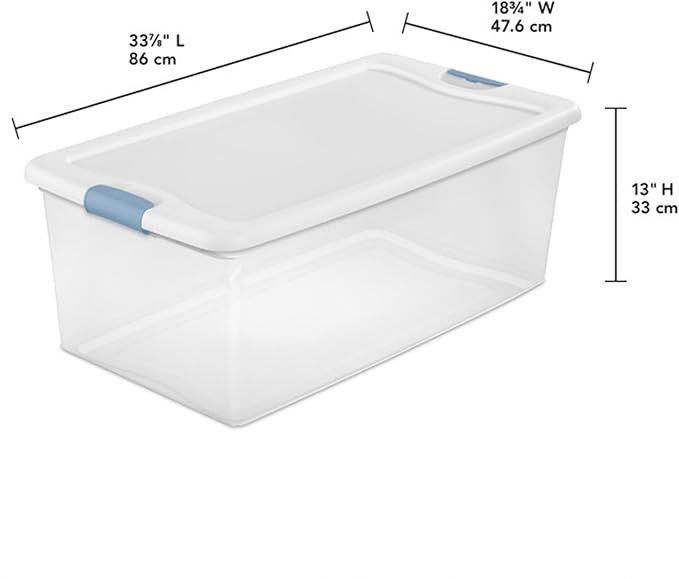 Sterilite 8-Pack Latching Box, Under Bed Storage Bins with Lids, Clear Plastic, 106 Quart - Heavy-Duty Organizing Containers for Closet, Bathroom, and Office
