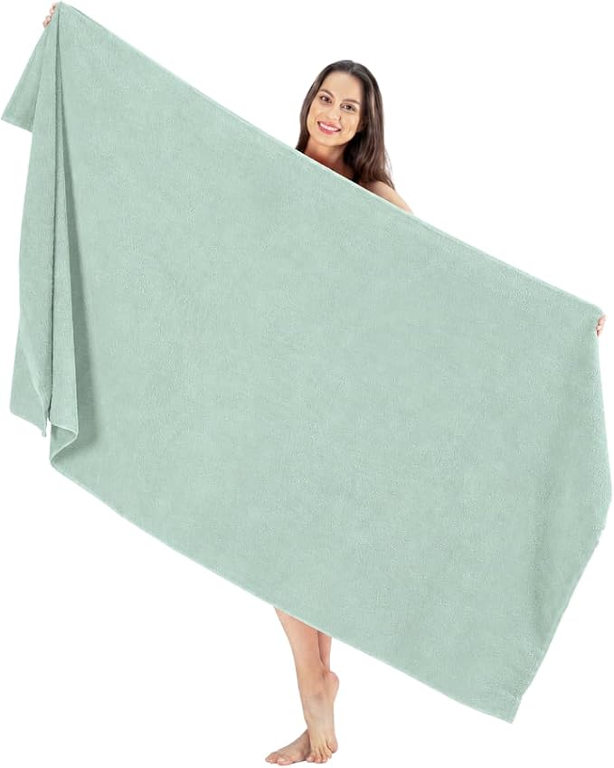 SALBAKOS 100% Turkish Cotton Bath Sheet 40x80 inch (1-Piece Seafoam Green) | Extra Large Jumbo Oversized Bathroom and Beach Towel, Super Soft Highly Absorbent Thick Premium Hotel Quality, Made in Turkey