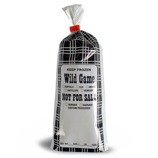 UltraSource Wild Game Freezer Bags/Meat Chub Bag, Printed "Not for Sale" for Ground Meat or Sausage (1lb capacity - 1000 bags, Black Plaid)