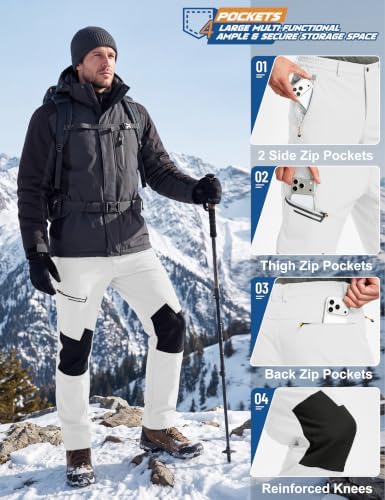 TACVASEN Men's Winter Snow Ski Pants Fleece Lined Waterproof Hiking Work