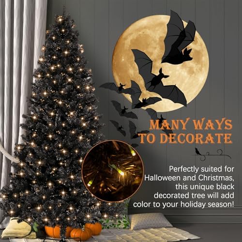4FT Pre-Lit Black Christmas Tree Small Halloween Tree 150 Warm Lights
