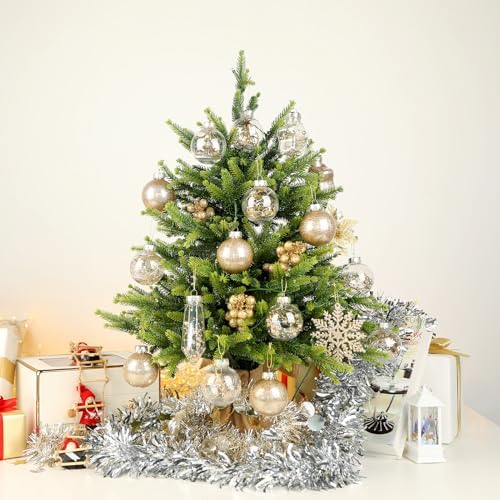 SHareconn 100PCS Christmas Tree Ornaments Clear Set, Champagne