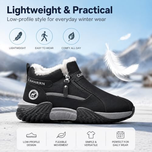 Men's Winter Warm Snow Boots Waterproof Zip‑Up Fur‑Lined Ankle Booties Anti‑Slip Outdoor Footwear for Hiking Commute & Daily Leisure