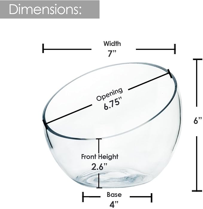 Slantted Glass Cut Bubble Bowl, 6" Height x 7" Width Slantted Bubble vase for Terraium, Flower vase Centerpiece, Set of 4