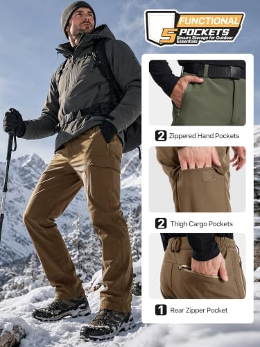 FREE SOLDIER Men's Outdoor Softshell Snow Ski Pants