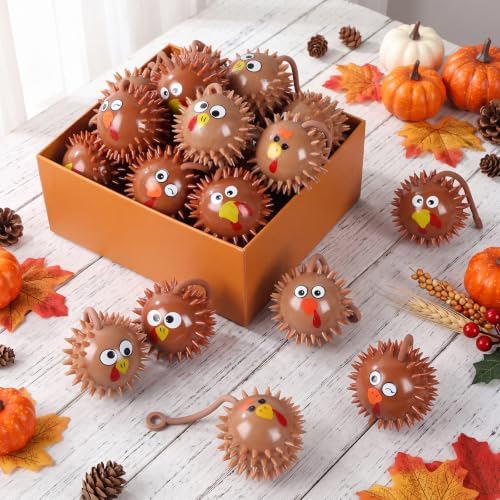 Sotiff 60 Pcs Thanksgiving Light-Up Turkey Stress Balls