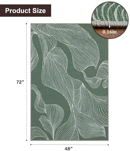 chakme Office Chair Mat for Hardwood Floor, 72"x48" Easy Glide Computer Desk Mat Protector for Rolling Chair Under Desk Rug Nonslip Backing, Machine Wash, (Leaf)