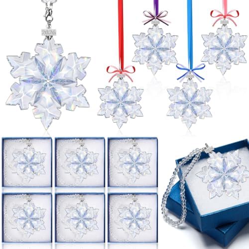 Roowest 10 Sets Christmas Crystal Snowflake Ornaments Glass, Novel Style