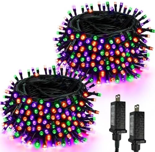 2 Pack 200 LED Halloween Lights Outdoor Indoor Extendable String Lights