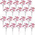 Fangoo 20 Pack 7 Inch Sprays Snow Red Berry Picks for Christmas Tree