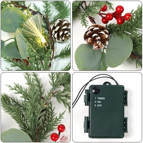 DR.DUDU 9FT Prelit Christmas Garland with Lights Mantel Decorations