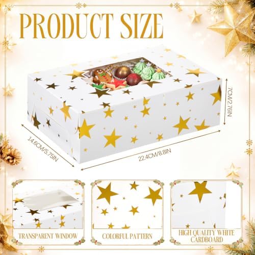 Tenceur 30 Pcs Christmas Cookie Box Window,8.8 x 5.8 x 2.8'',Starry
