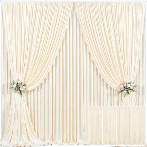 4 Panels Champagne Backdrop Curtain for Parties Wedding Baby Shower Wrinkle Free Photo Curtains Backdrop Drapes Fabric Decoration for Bridal Shower 20ft(W) x 10ft(H)