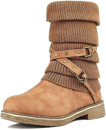 DREAM PAIRS Women's Mid Calf Fashion Winter Snow Boots
