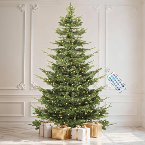 DWVO 6.5FT Prelit Iced Aspen Fir Artificial Christmas Tree with Remoter