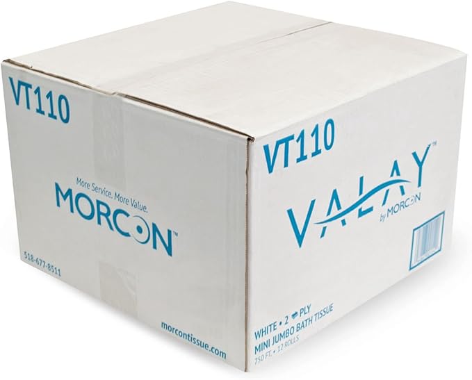 Morcon Paper VT110 Morsoft Millennium Jumbo Bath Tissue, Septic Safe, 2-Ply, White, 750 ft, 12 Rolls/Carton