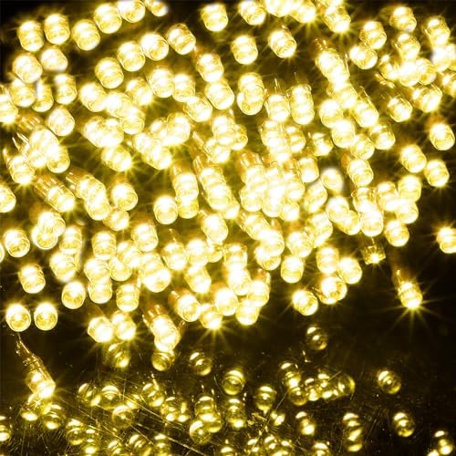 WATERGLIDE 1000 LED Christmas String Lights, 328 FT Green Wire LED Decorative Fairy Lights with Remote & 8 Modes, Waterproof for Outdoor Xmas Holiday Party Garden Wedding Home Decor, Warm White