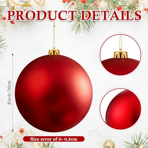 Threan 8 Inch Large Red Matte Christmas Ball Ornaments