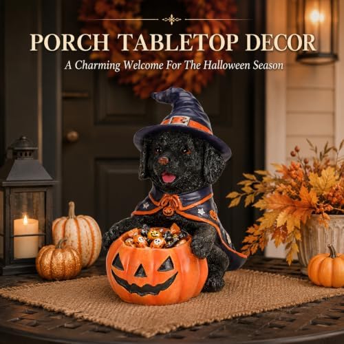 Halloween Black Labrador Candy Bowl, Pumpkin Candy Holder
