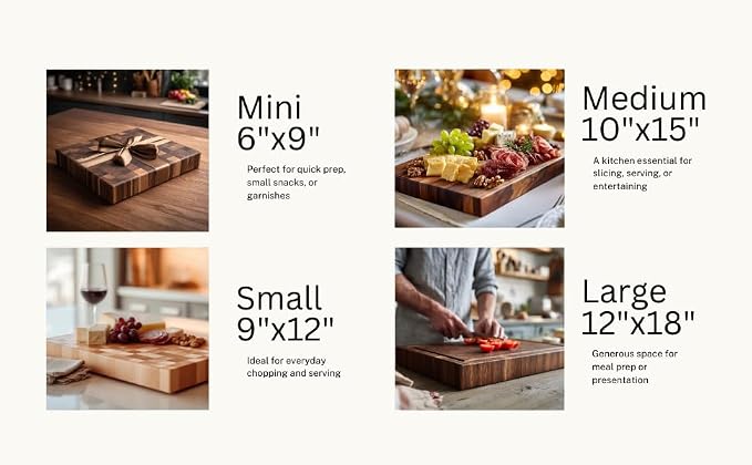 Maple End Grain Cutting Board, Handmade in USA, Premium Butcher Block, Medium 10x15” (Gift-Ready, Sustainable)