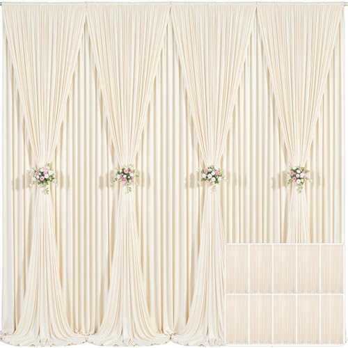 10 Panels Champagne Backdrop Curtain for Parties Wedding Baby Shower Wrinkle Free Photo Curtains Backdrop Drapes Fabric Decoration for Bridal Shower 50ft(W) x 10ft(H)