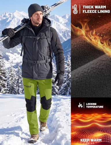 TACVASEN Men's Winter Snow Ski Pants Fleece Lined Waterproof Hiking Work