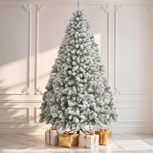 DWVO 6ft Snow Flocked Artificial Christmas Tree with 880 Tips