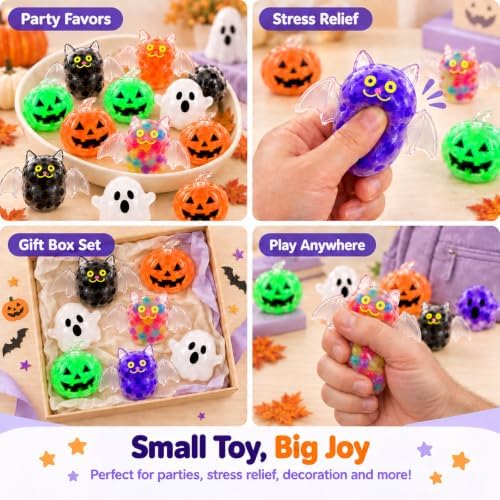 80 Pcs Halloween Mochi Squeeze Balls Bulk Party Favors