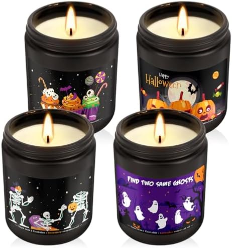 4 Pack 8Oz Halloween Scented Candles for Home Scented Aromatherapy Candles