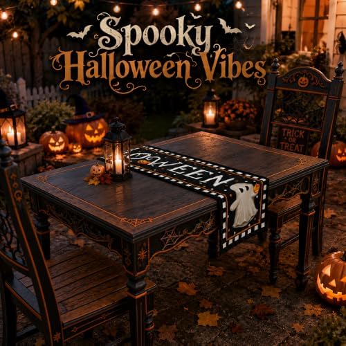 Halloween Decorations - Cute Ghost Pumpkin Halloween Table Runner