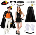 9 Pcs Halloween Couple Puss and Boots Costume Cat in Boots Cosplay Outfits