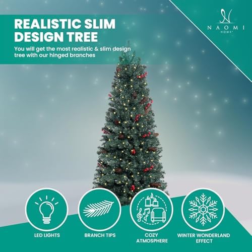 Naomi Home 9ft Pencil Christmas Tree with Lights