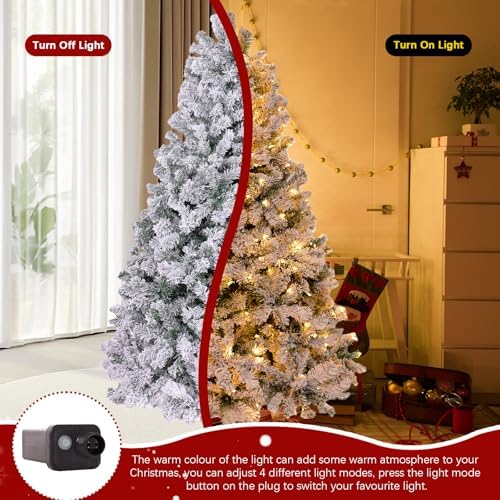 5ft Flocked Prelit Artificial Christmas Tree,Arbol de Navidad Xmas Tree