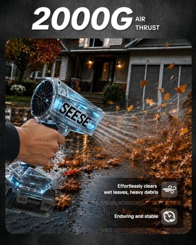 SEESE Cyber Cordless Leaf Blower: 2000G Turbo Jet Blower for Lawn Care