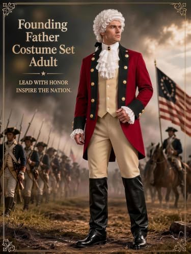 Founding Fathers Costume Set for Men - 7PC Colonial Costume Men